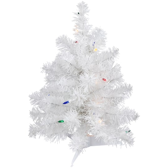 Northlight Snow White Artificial Multi Lights 1 1/2 Feet Pre-Lit Christmas Tree, One Size, White